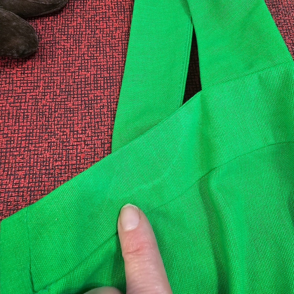 Vintage 60s Malia Honolulu Hawaiian Sundress 10 Green Tulip Border Belted Resort - Picture 14 of 15